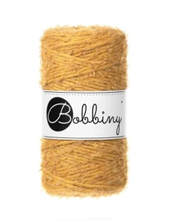 Bobbiny Bouclé 3 mm - macramé šňůra s alpakou, 100 m - Mustard