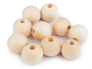 Dřevěný korálek Ø25 větší průvlek - natural VÝHODNÉ BALENÍ 20 ks